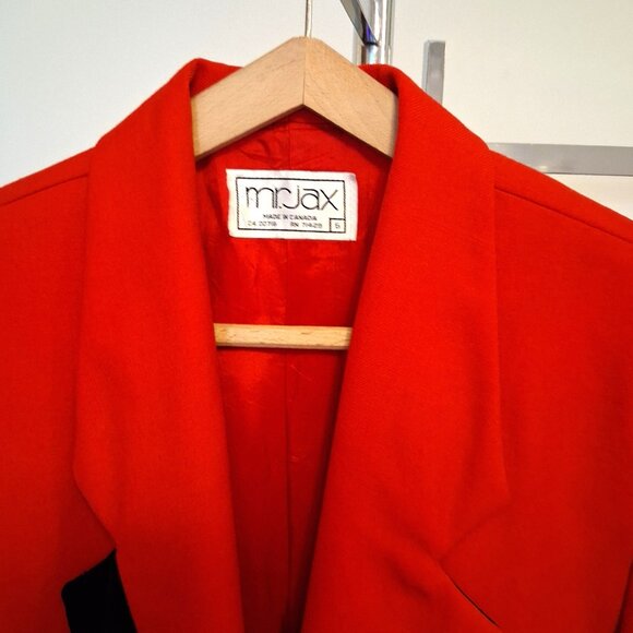 Vintage mr.jax Red Pure Virgin Wool Lined Blazer 100% Wool Jacket - Picture 9 of 11